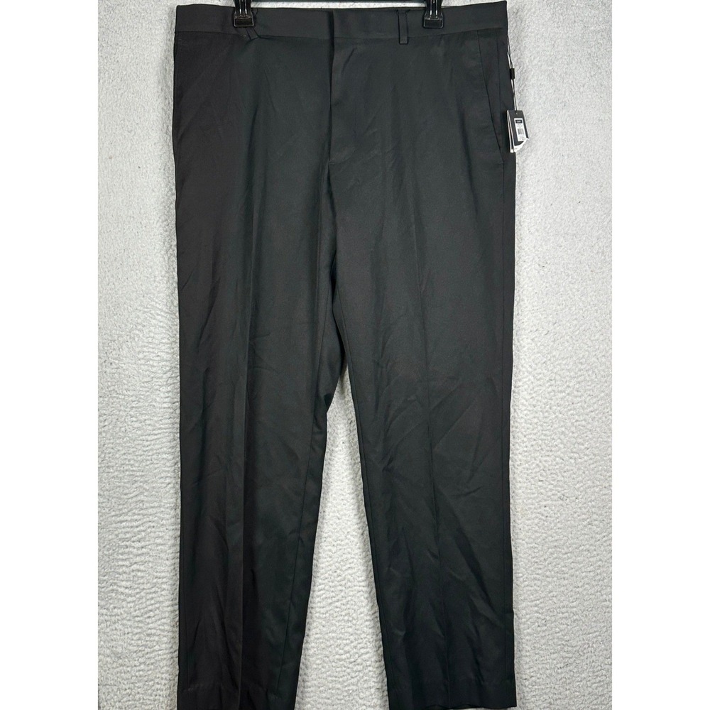 NEW Walter Hagen Pants Mens 36X30 Black Golf Dress Flat Front Straight Pockets